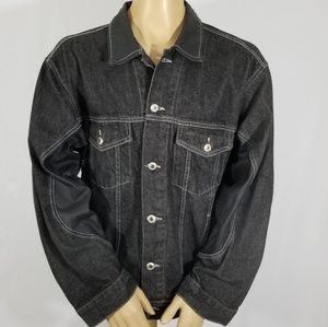 Men's Baggy Carl Jones Blk Denim Leather Jacket XL